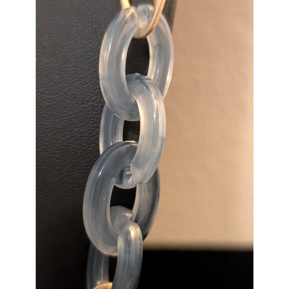 Blue Gray Ombre Gold Tone Chain Link 38"-41" Necklace - Picture 4 of 6